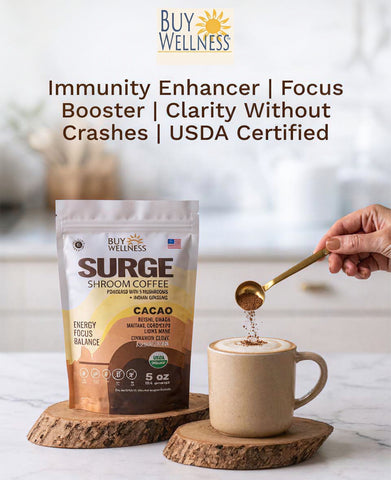 SURGE Mushroom Cocoa | 5-Mushroom Energy Blend | Buy Wellness