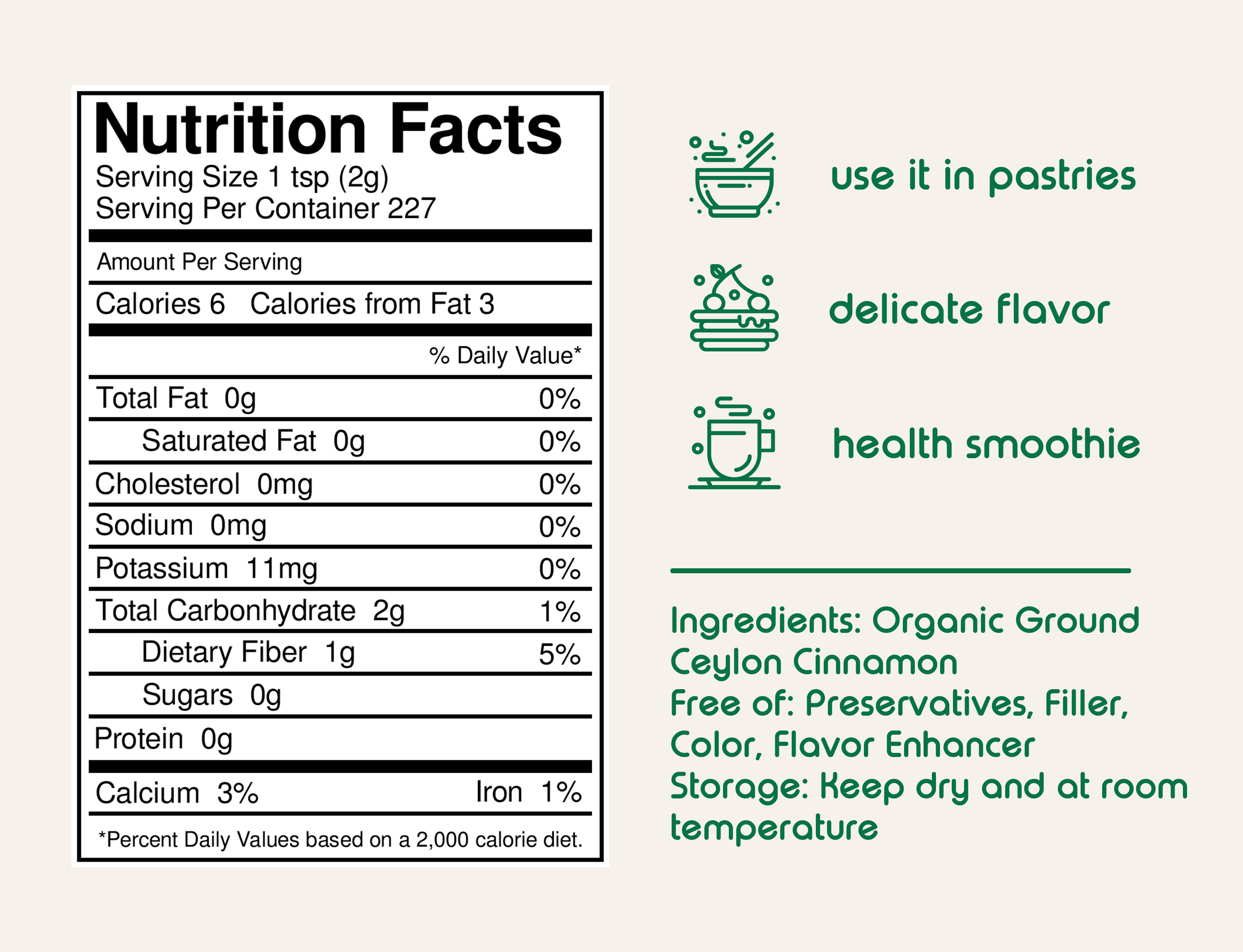Organic Ceylon Cinnamon Powder — true cinnamon