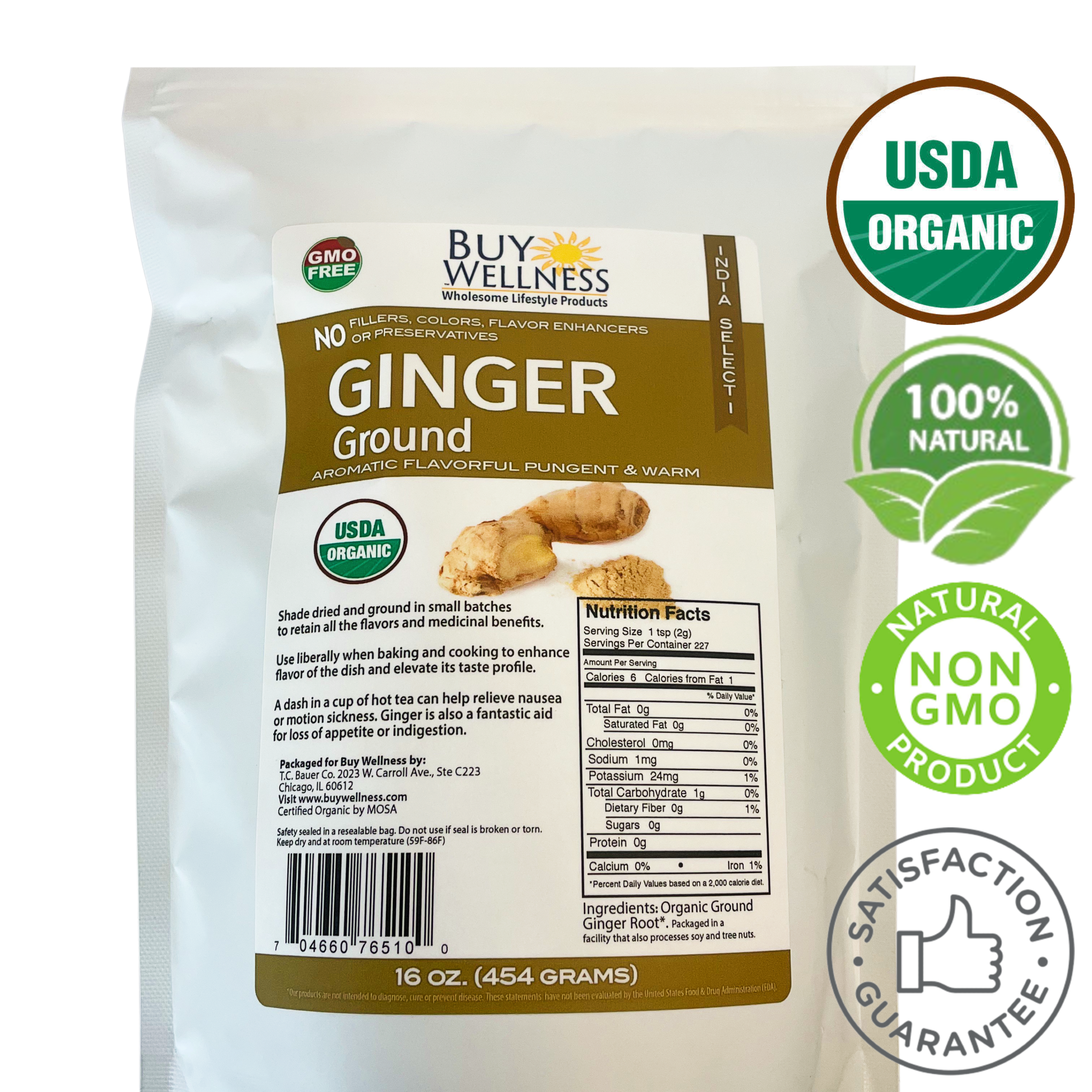 Organic Ginger Powder certifications and seals