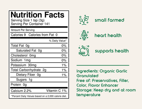 Organic Granulated Garlic infographic — Buy Wellness