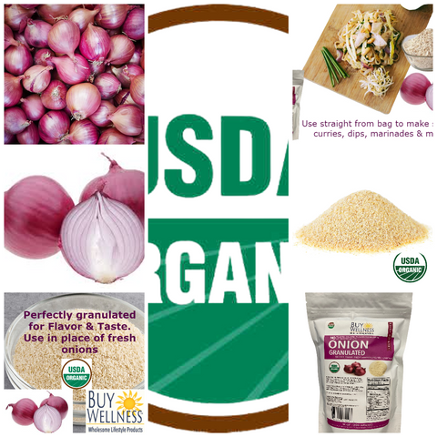 Organic Onion Granules collage — Buy Wellness