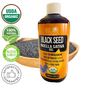 Organic cold pressed black seed oil bottle — Buy Wellnes