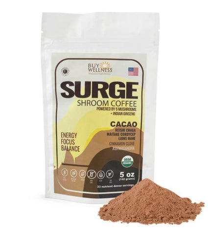 SURGE 5 Mushroom Coffee + Cacao + Ashwagandha, Indian Ginseng