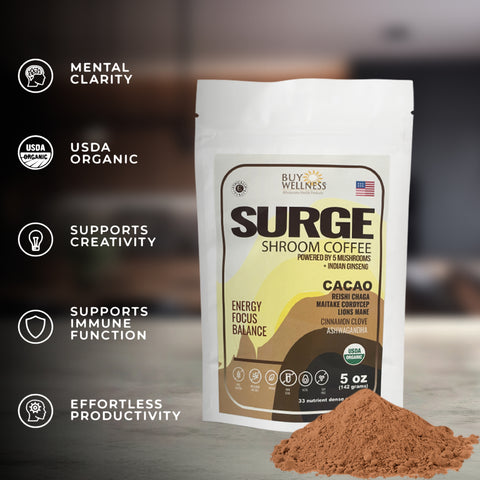 SURGE Coffee Substitute 5 Mushrooms with Cacao Ashwagandha Cinnamon & Clove